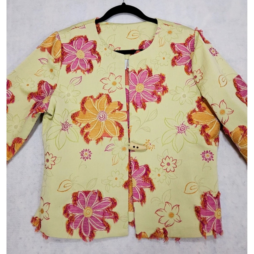 Vtg Artsy Blazer Jacket M 10 NEW Brocade Mod Whimsical Floral Dopamine Kitsch